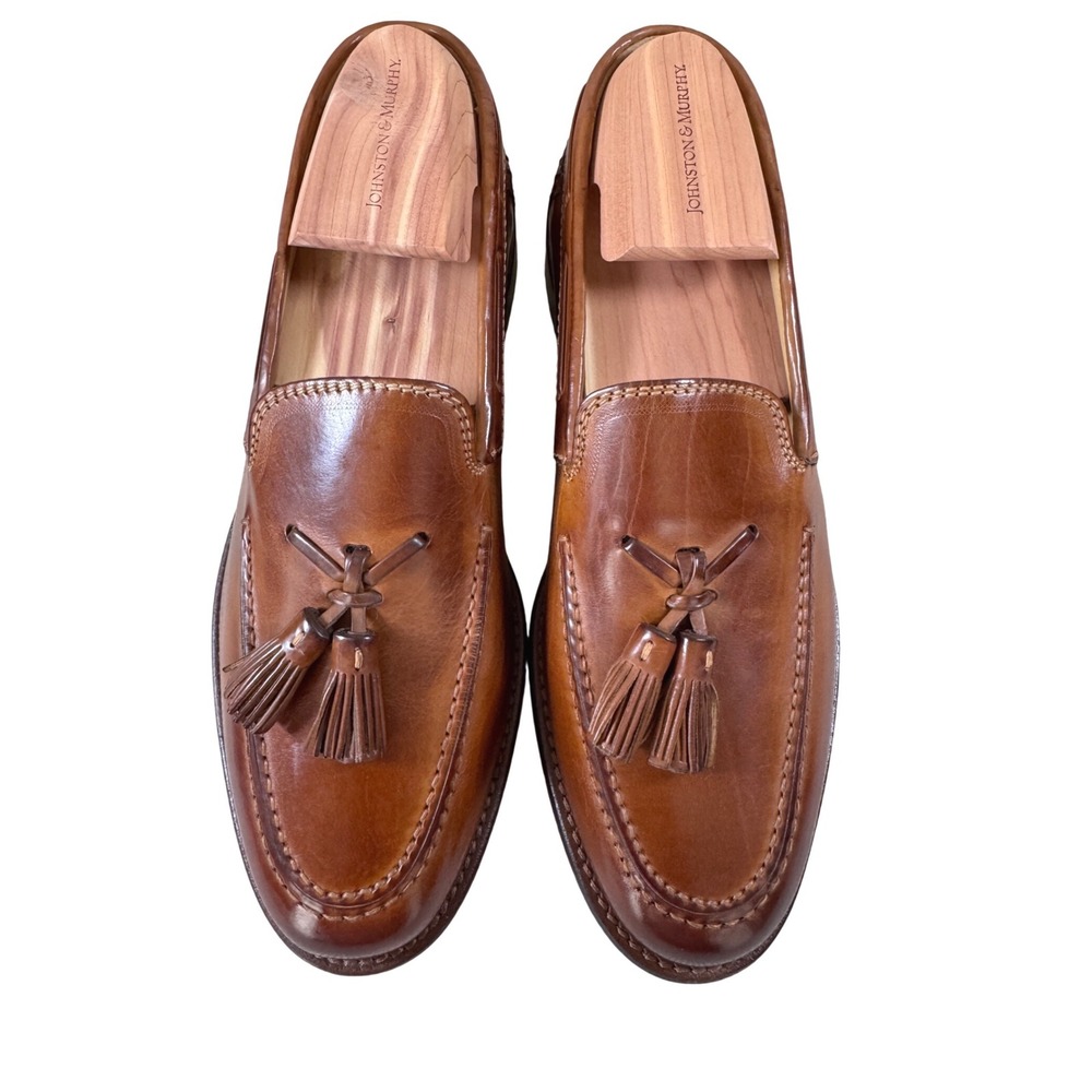 Vintage Johnston & Murphy Padova Tassel Loafer 7.5 Chestnut Made in Italy NWT